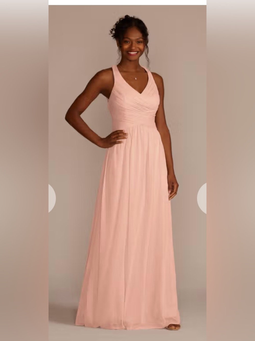 David’s Bridal Mesh Long Dress with Crisscross Back Petal Pink Plus Size 24 NWT